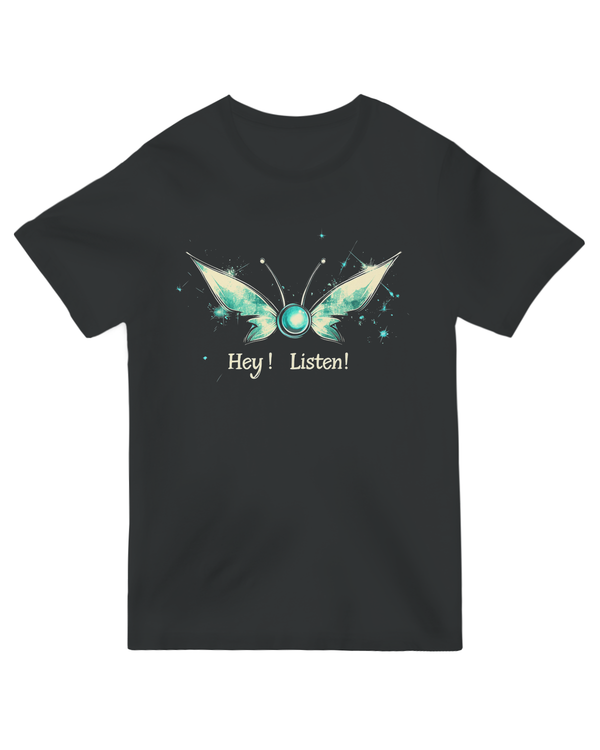Navi "Hey, Listen!" fairy graphic tee – retro Legend of Zelda inspired gamer shirt for men and women