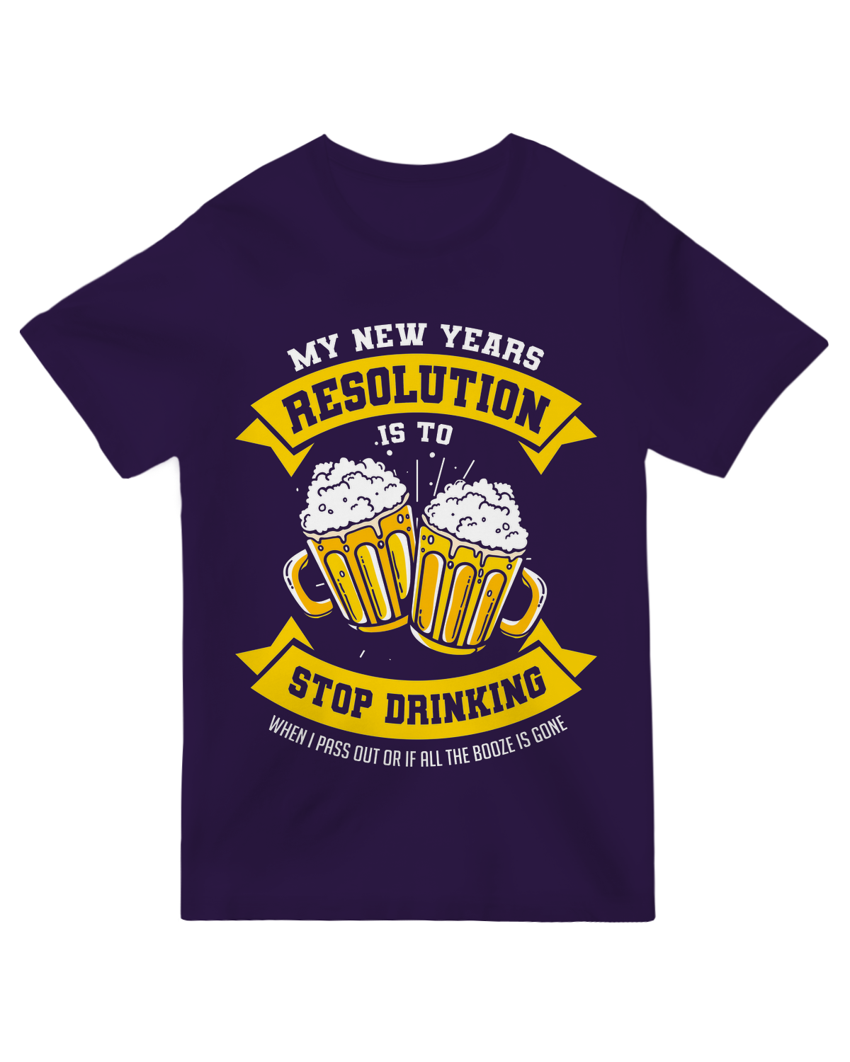 Alt Text: "New Years Resolution 2025 t-shirt - white cotton tee with inspirational text for goal-setting"