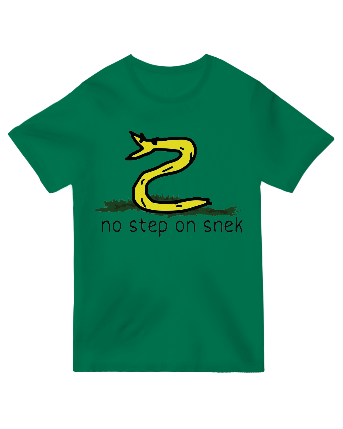 "Funny 'No Step on Snek' meme t-shirt, viral Gadsden flag parody apparel for internet culture fans"