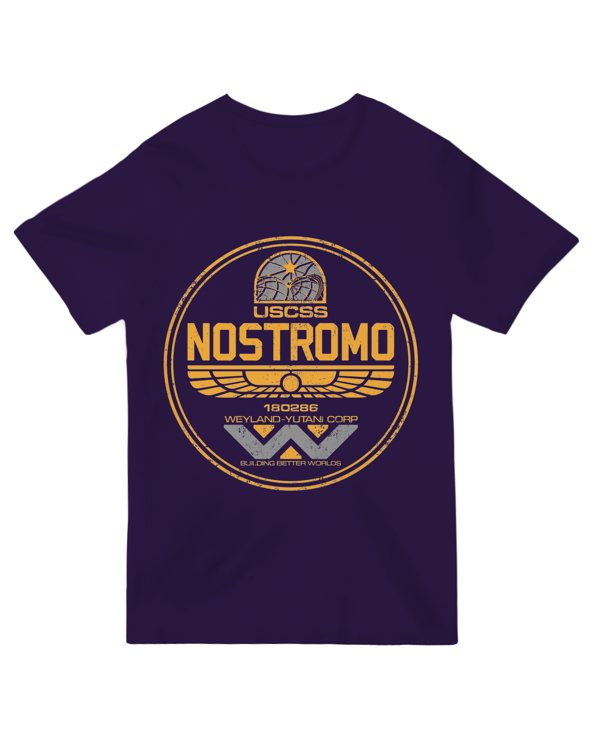 "Olive green vintage spaceship tee with Nostromo 22 graphic - retro sci-fi cotton shirt for Alien-inspired fashion"