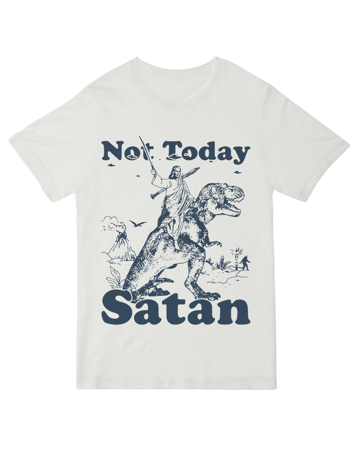 "Not Today Satan" black graphic tee with bold typography – empowering unisex shirt for confidence and humor