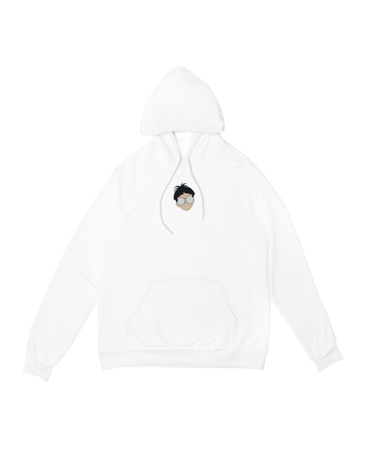 "Black Okarun Hoodie modeled front and back, showing streetwear graphic design details"