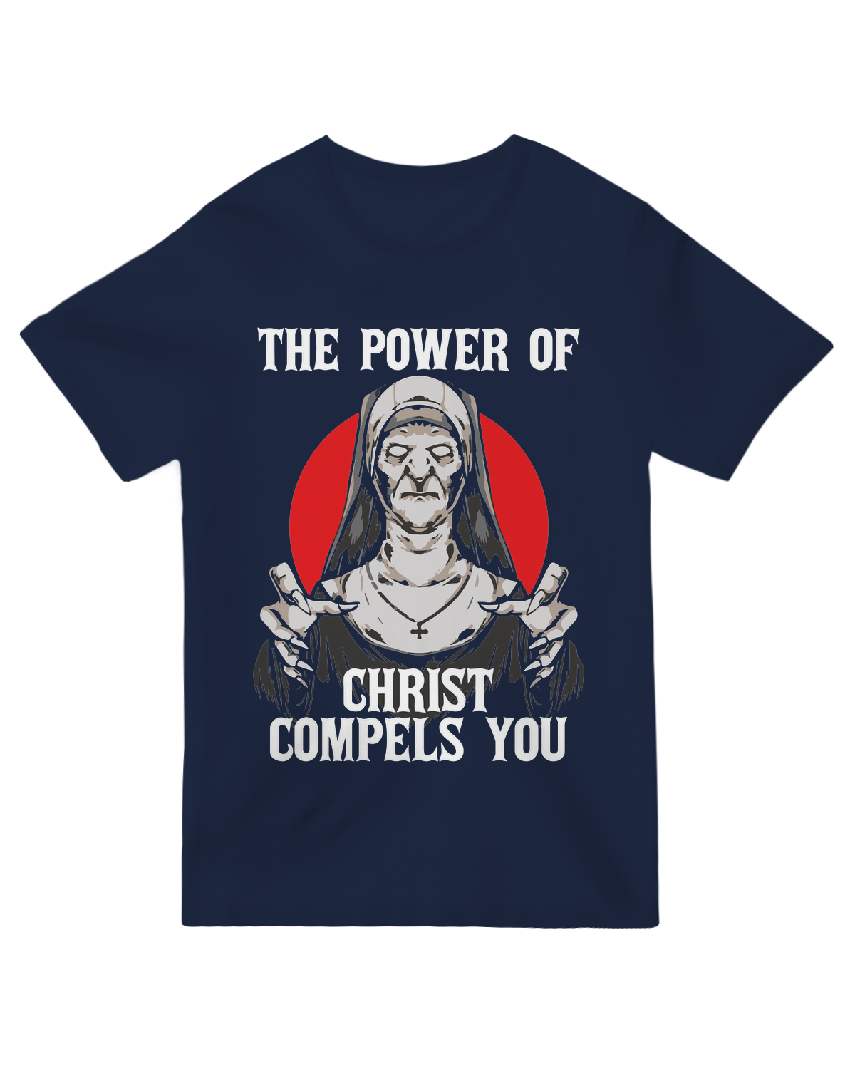 "Vintage 'The Power of Christ Compels You' horror movie quote t-shirt"