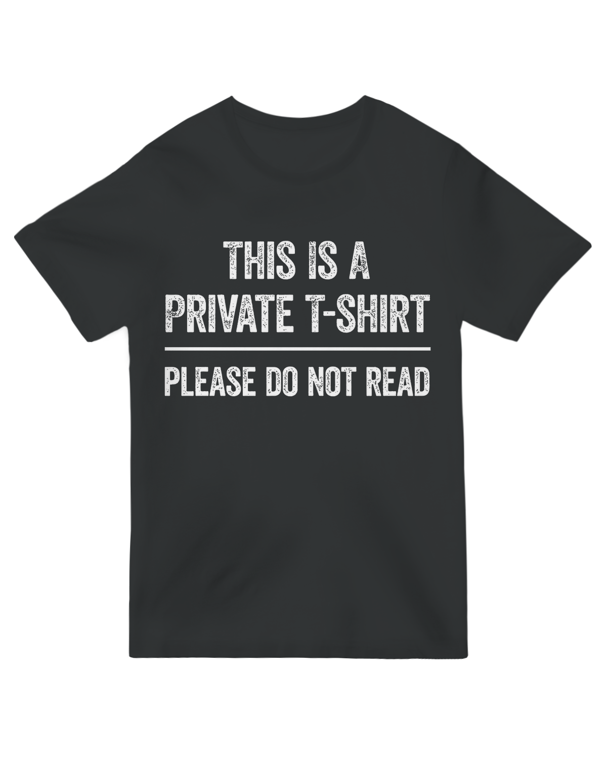 "Black t-shirt with 'PRIVATE: DO NOT READ' in monospace font, ironic programmer and journaling humor apparel"