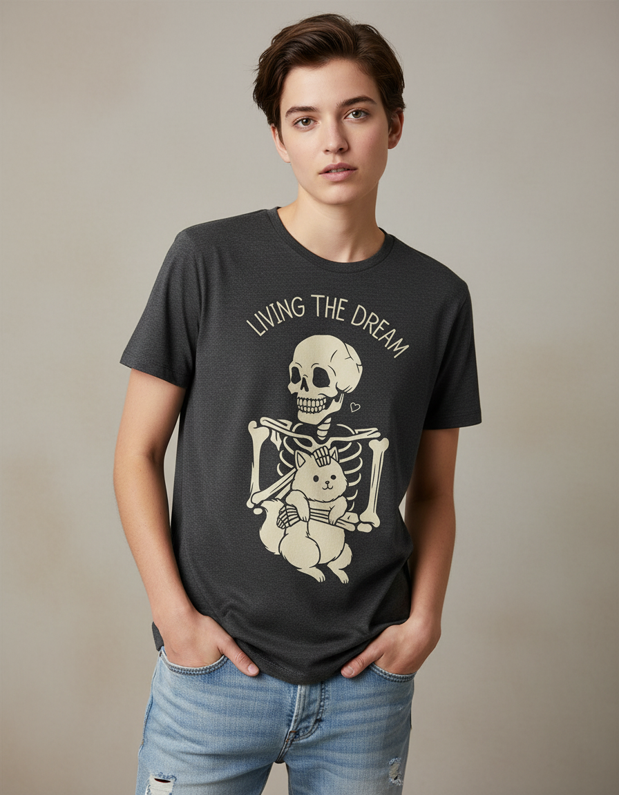 Living The Dream Skeleton Cat