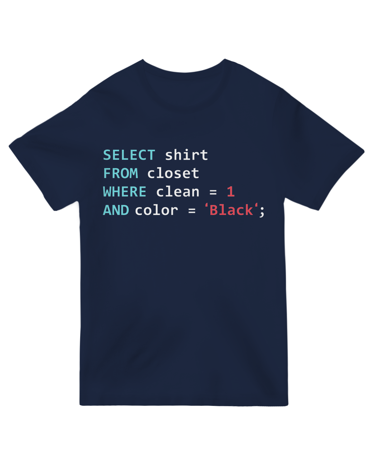 "Funny programmer t-shirt with 'Database Geek' text and SQL/coding design elements on premium cotton tee"