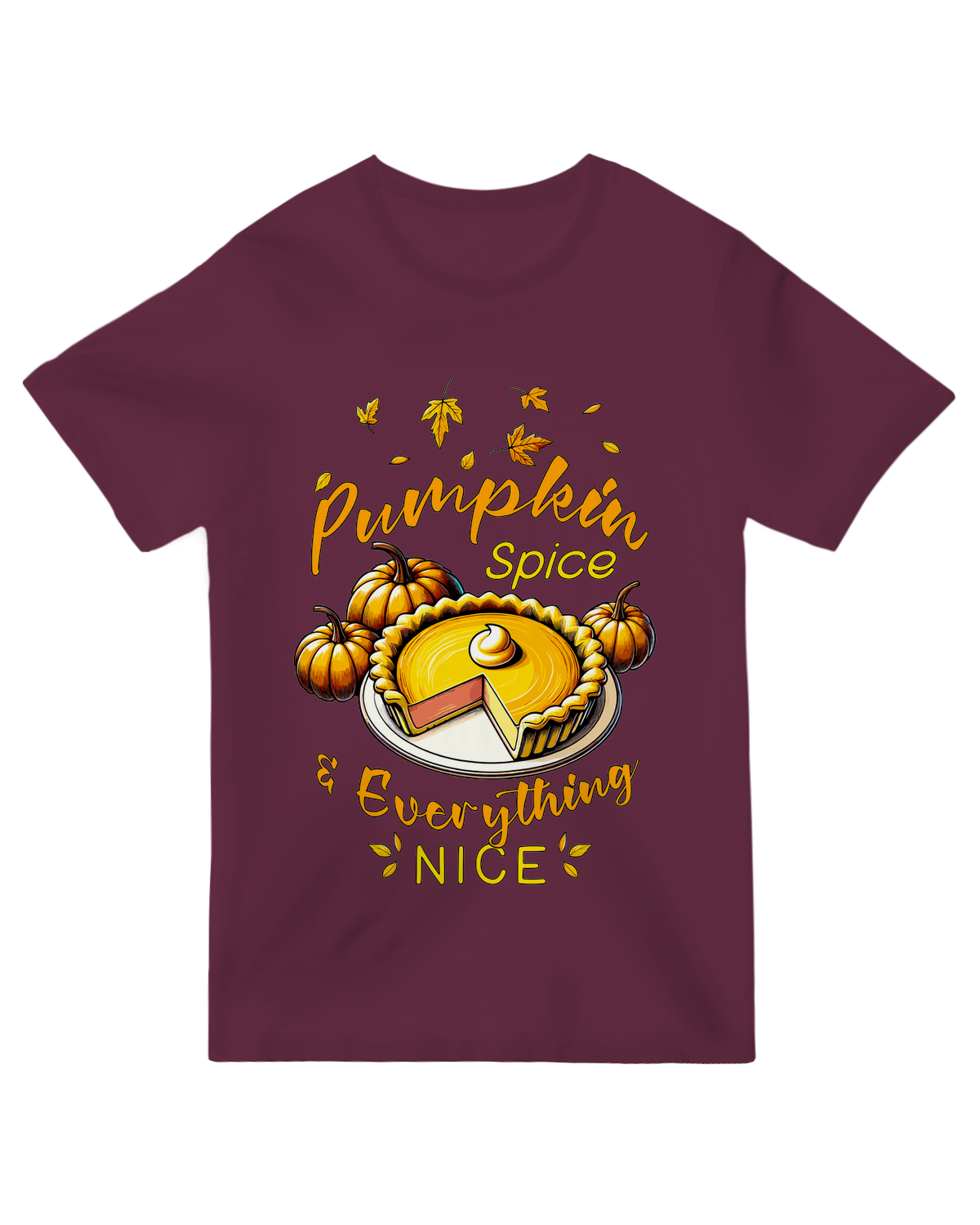 "Pumpkin Spice Vibe" printed fall t-shirt - cozy autumn graphic tee for women