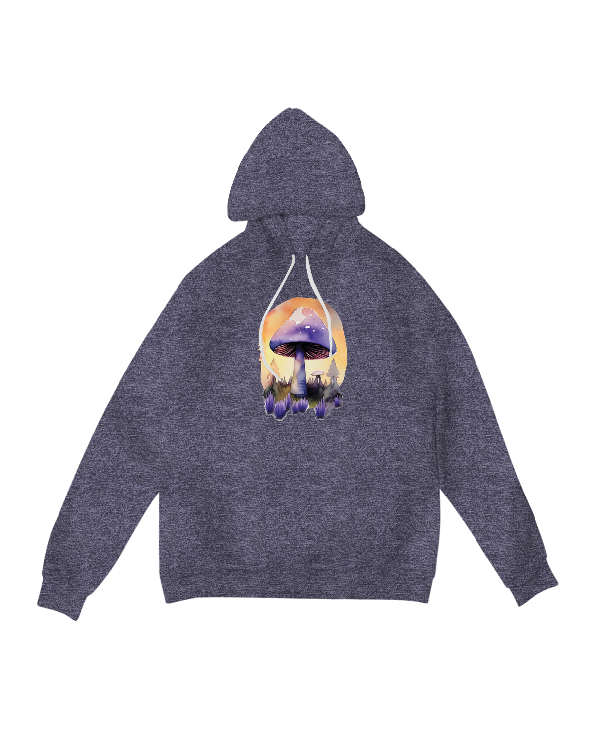 "Vibrant Purple Mushroom Hoodie – Fantasy Cottagecore Apparel with Whimsical Fungi Design"