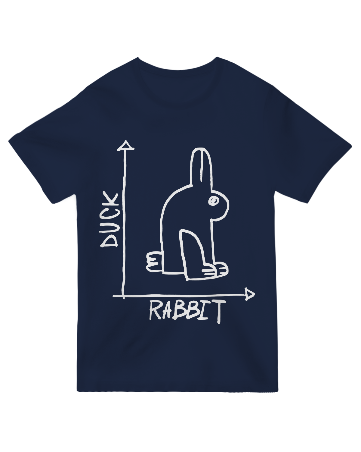 "Gray optical illusion t-shirt with rabbit/duck psychology graphic - funny debate tee for science geeks"