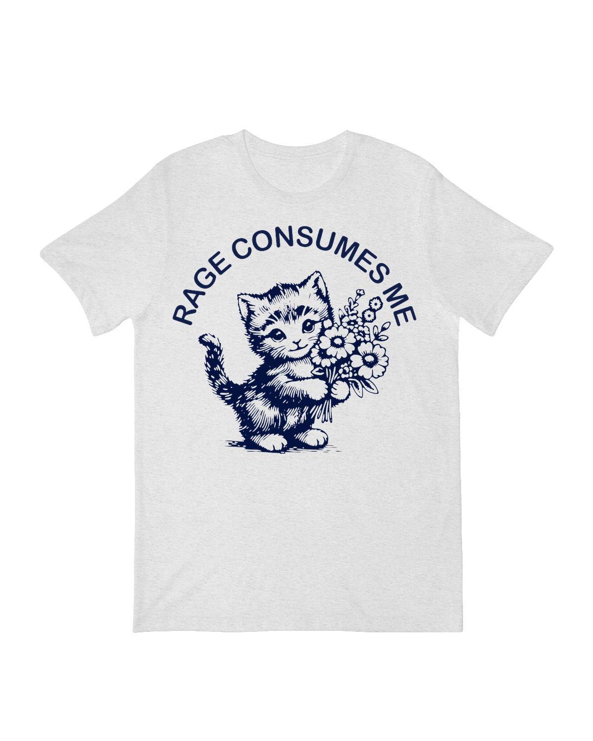 Rage Consumes Me printed T-shirt - black text on soft cotton unisex tee