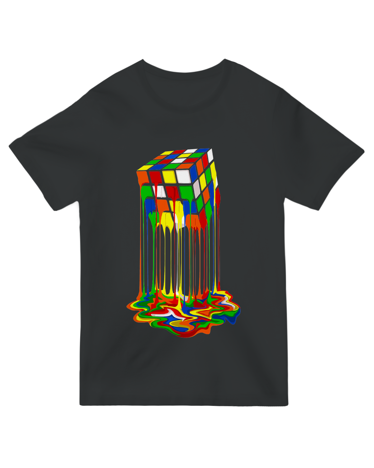 "Rainbow Melted Rubik's Cube Abstract Art T-Shirt - Retro Puzzle Graphic Tee"