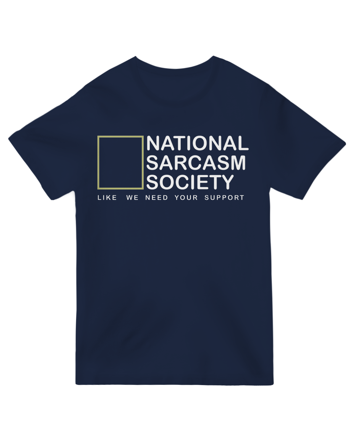 "Heather gray sarcastic t-shirt with ironic National Sarcasm design"