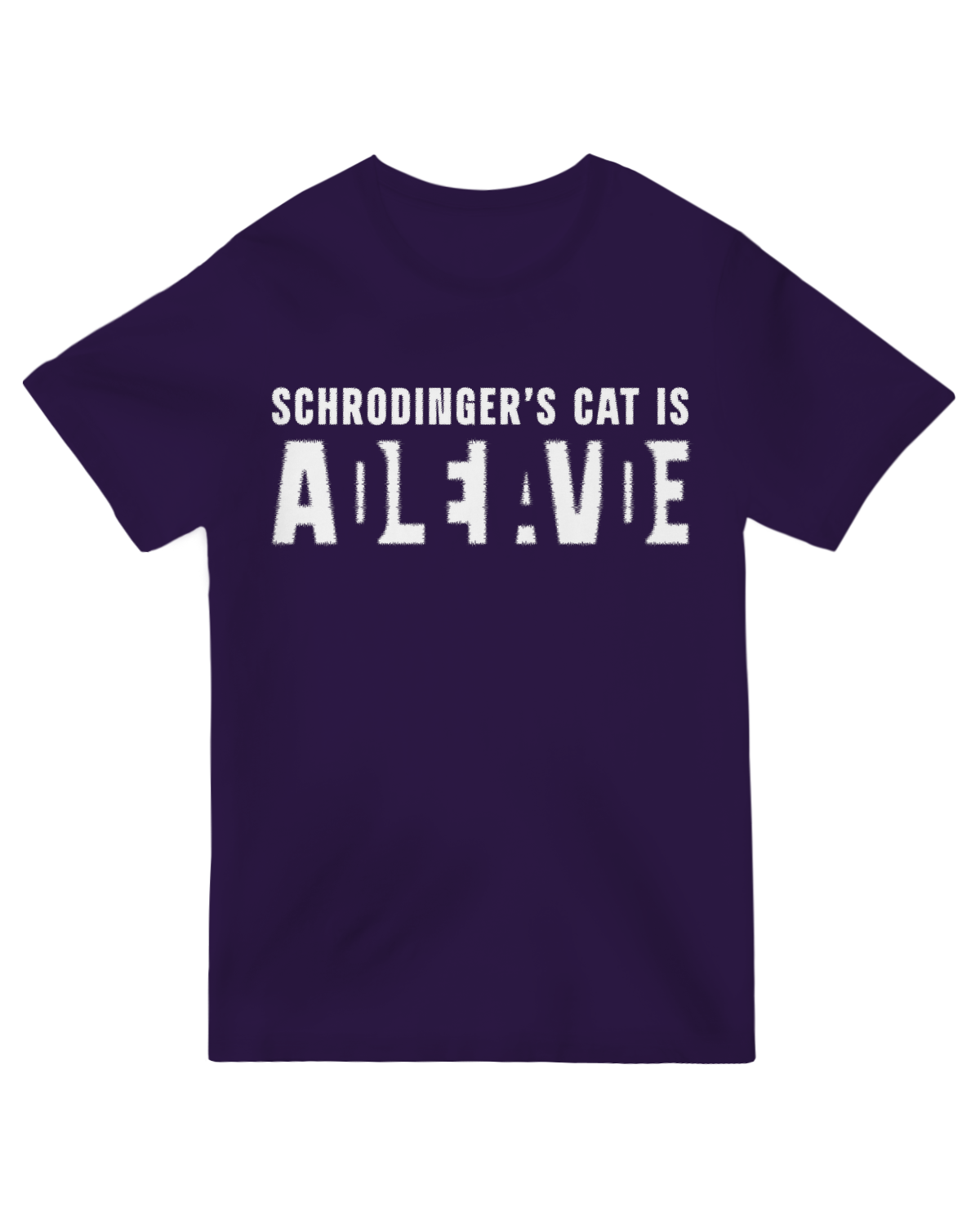 "Schrödinger’s Cat ADLEIAVDE T-Shirt - Quantum Physics Paradox Graphic with Cryptic Code"