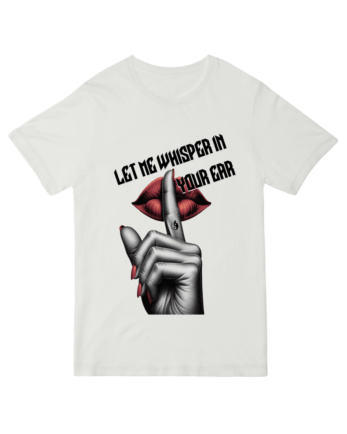 "Shhh" black cotton t-shirt with clean typography – subtle statement tee for introverts and humor lovers