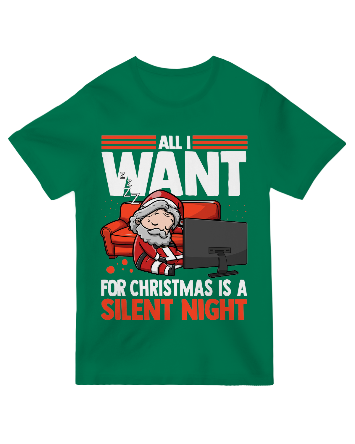 "All I Want for Christmas is a Silent Night" funny parent sweatshirt – holiday mom/dad humor crewneck
