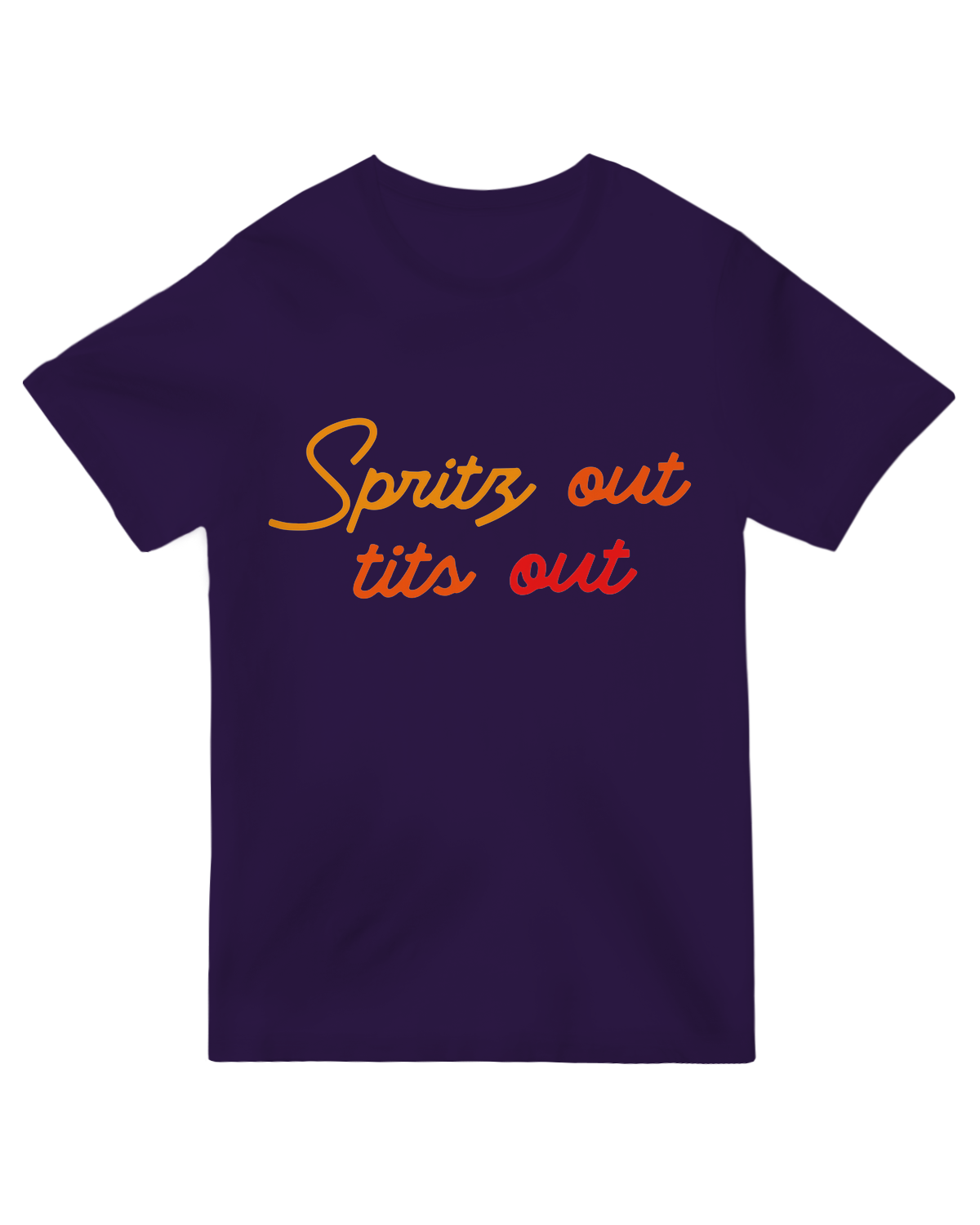 "Fun summer 'Spritz Out Tits Out' graphic tee – playful Aperol spritz humor on breathable cotton"