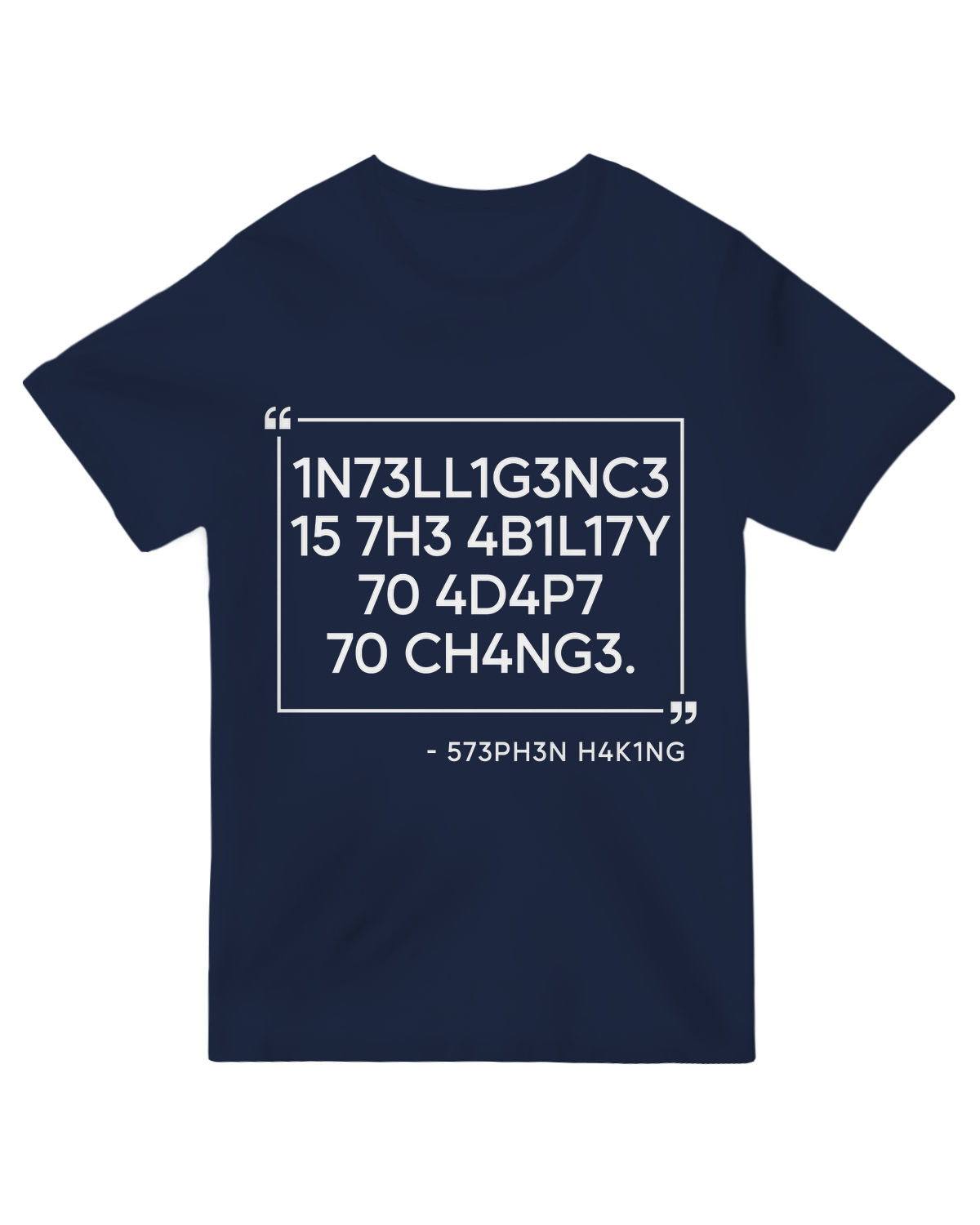 "Black Stephen Hawking tribute t-shirt with cosmic equation design, modeled with vintage telescope for scientific aesthetic"