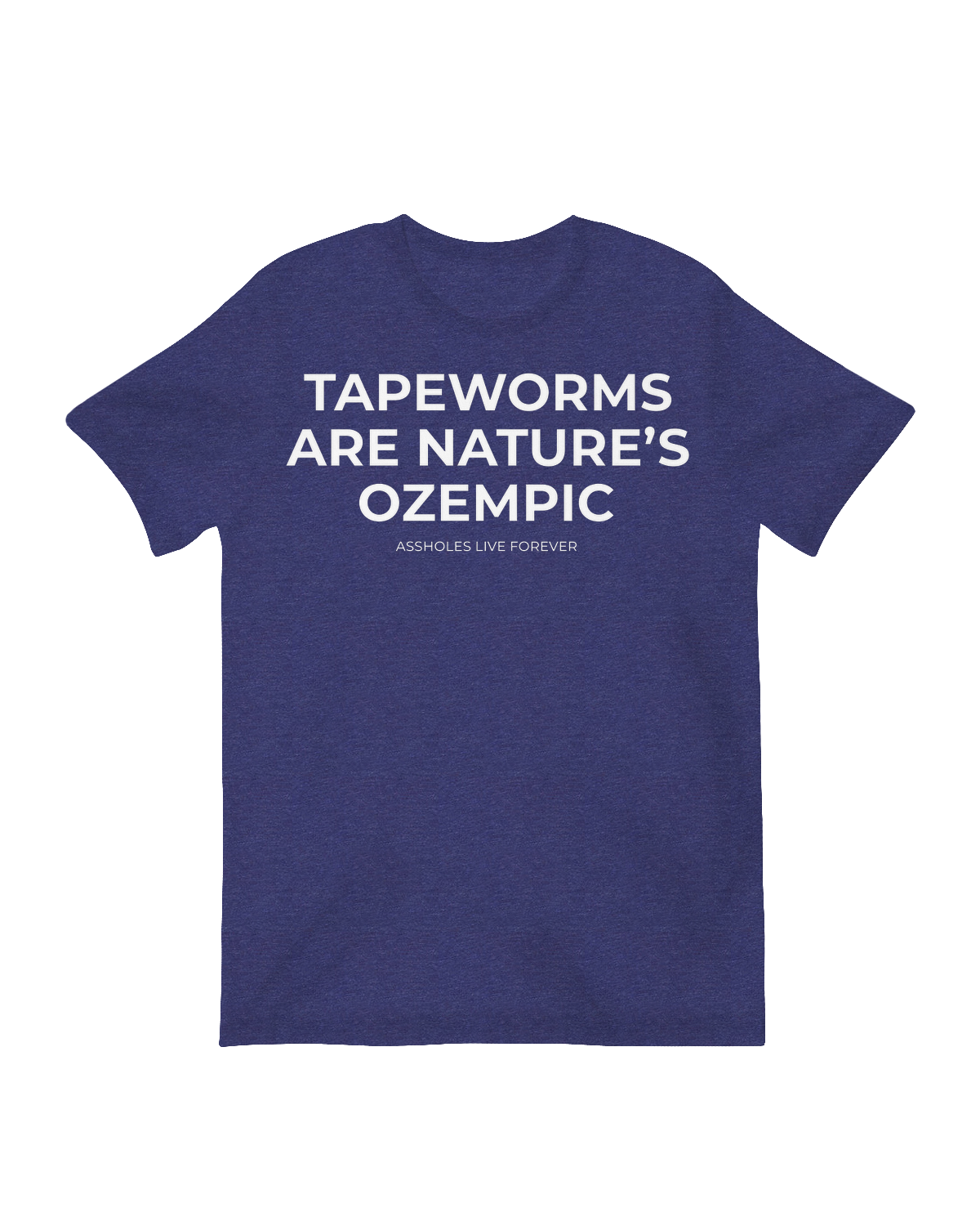 "Dark humor 'Tapeworms Are Nature's Ozempic' graphic tee – ironic biology satire on soft cotton"