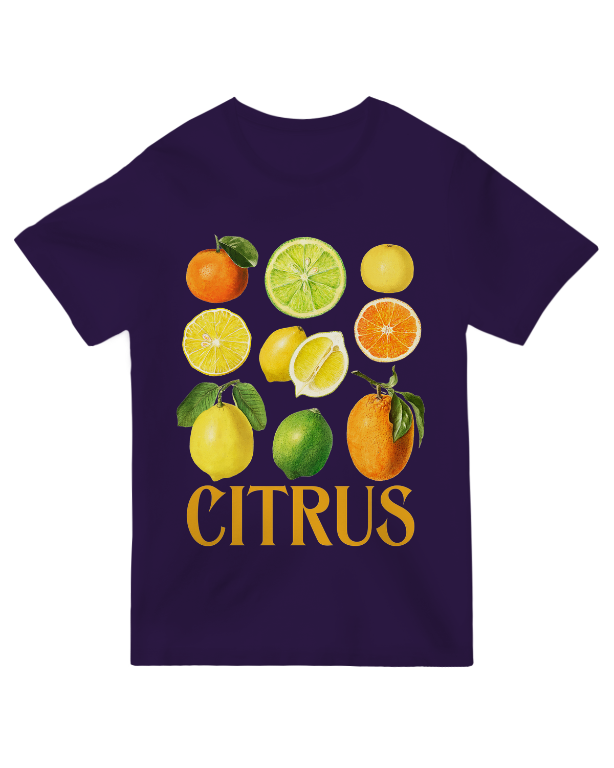 The Citrus printed t-shirt with bright orange, lemon, and lime graphic – soft unisex casual tee