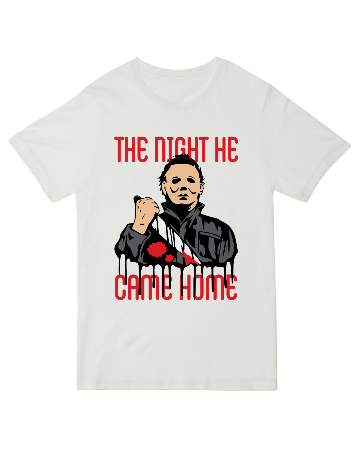 "Vintage 'The Night He Came Home' horror t-shirt for Halloween and slasher movie fans"