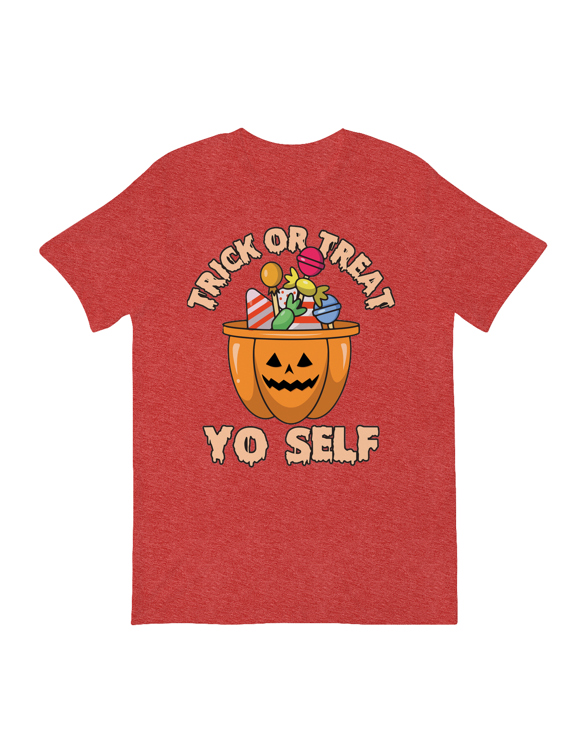 "Funny 'Trick or Treat Yo Self' Halloween shirt for spooky season outfits"