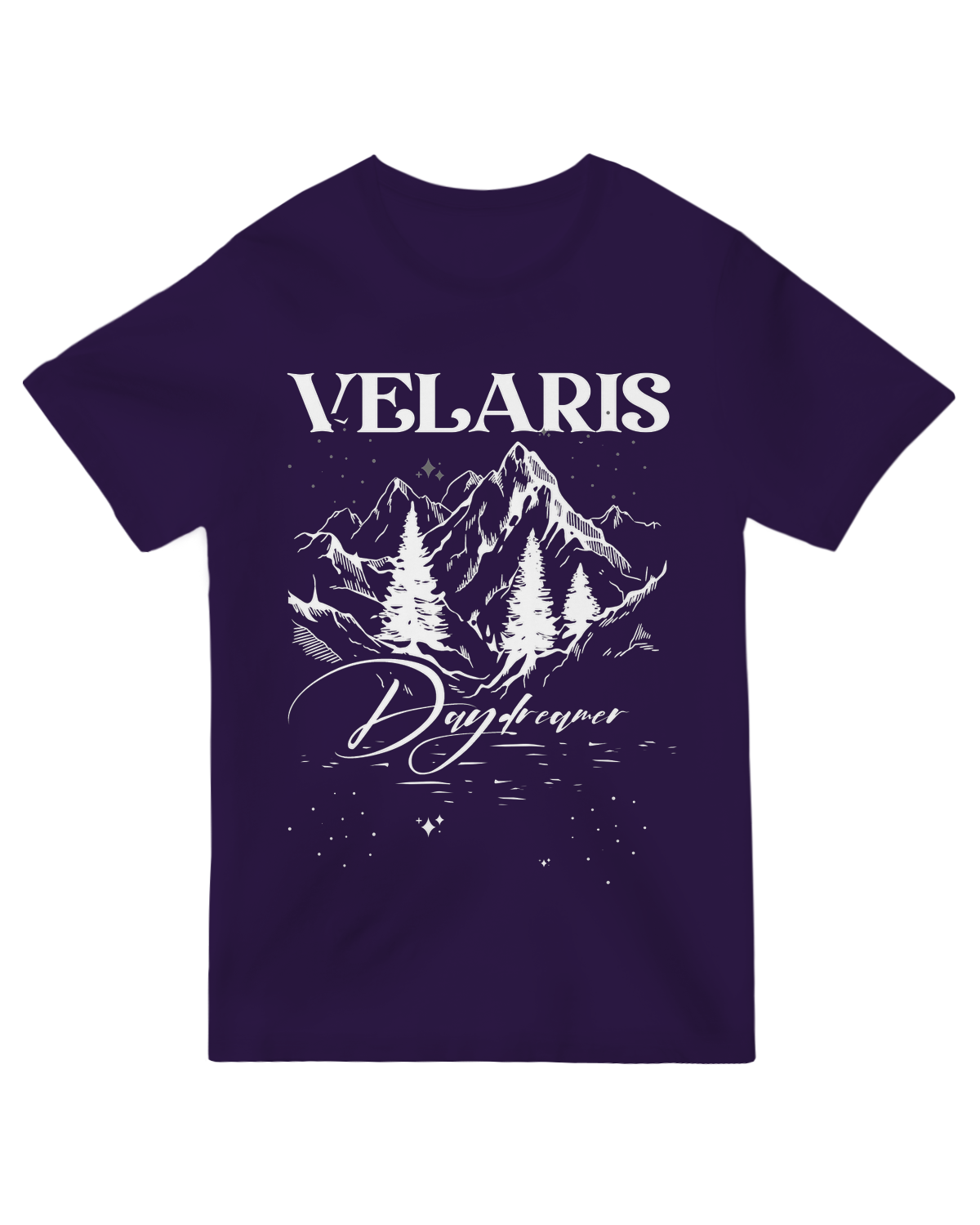 "Black Velaris Daydreamer t-shirt with ACOTAR-inspired night court design"