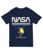"Heather blue retro NASA Voyager spacecraft t-shirt - vintage cotton astronomy tee for space exploration fans"