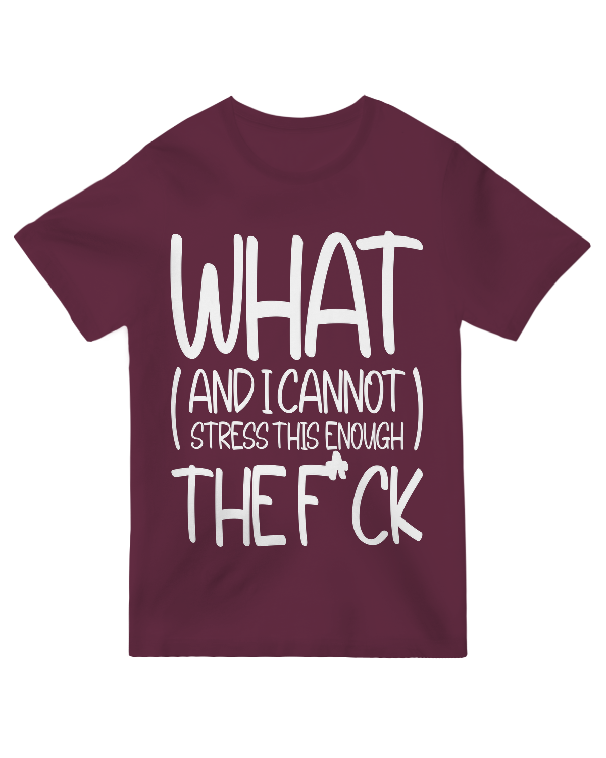 Black "What the Fk" text meme t-shirt front view
