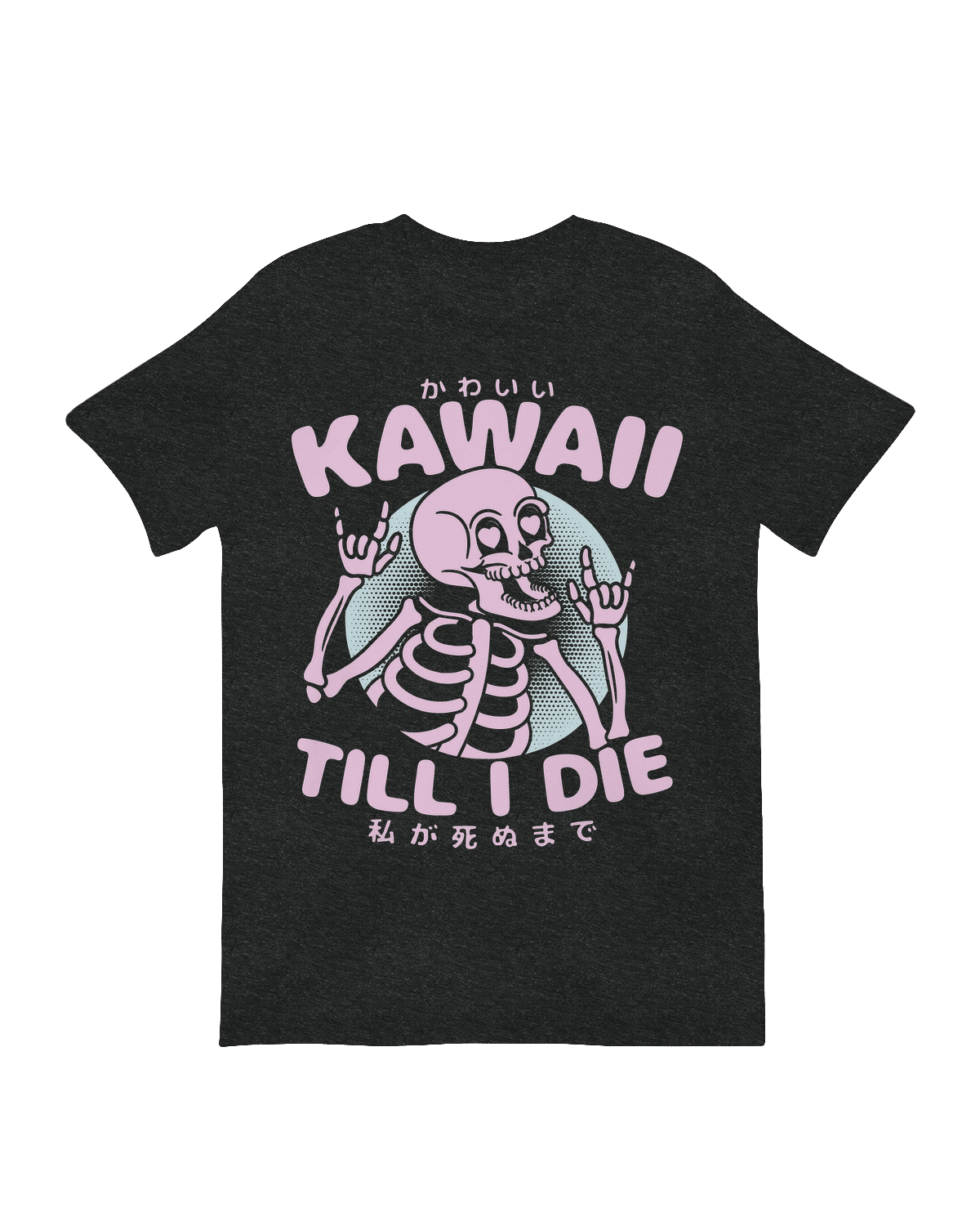 Adorable skeletal figure with pastel decor

