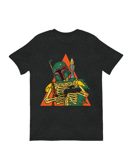 Close-up detail of the Boba Fett Skeleton's helmet, armor, and jetpack.

