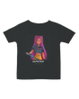 Close-up of the comfortable crewneck collar on the KPop Demon Hunters baby tee.

