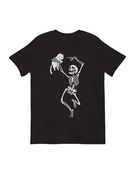 Close-up of the motion-activated Dancing Skeleton and Cat figurine with glowing details.

