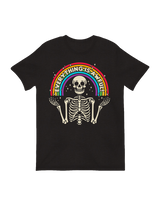Close-up of the relatable cynical humor skeleton collectible figure

