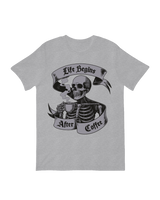 Coffee skeleton humor art print with beans

