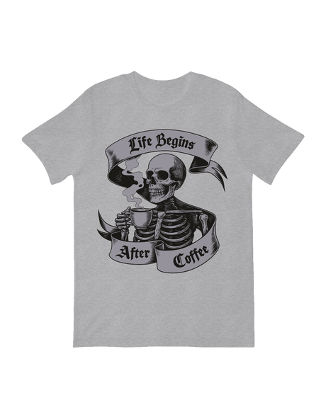 Coffee skeleton humor art print with beans

