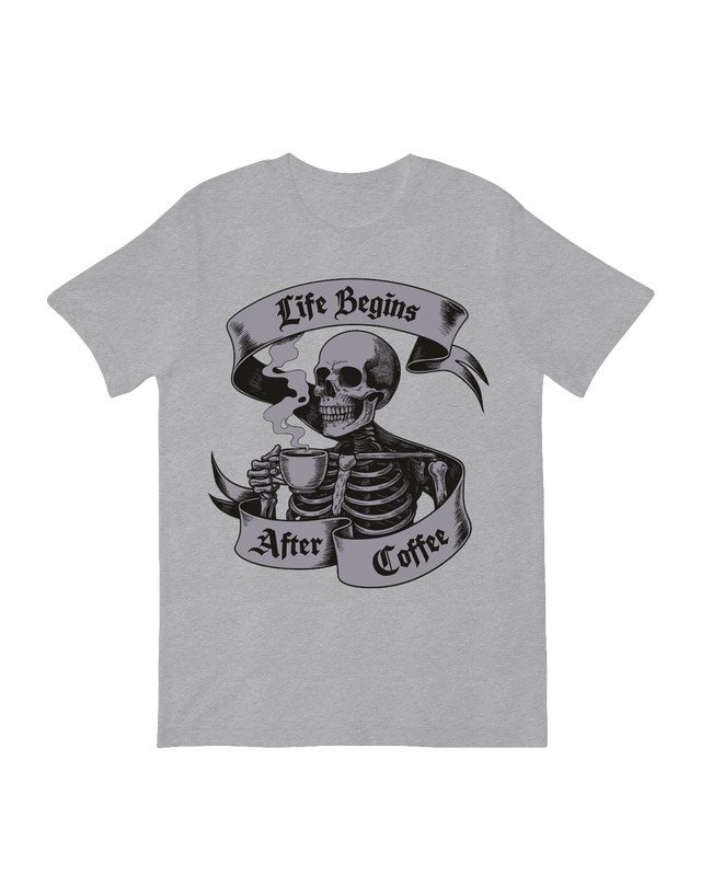 Coffee skeleton humor art print with beans

