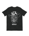 Friendly skeleton cowboy decor with hat

