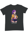 Front view of a youth grey crewneck tee featuring the large KPop Demon Hunters graphic design.

