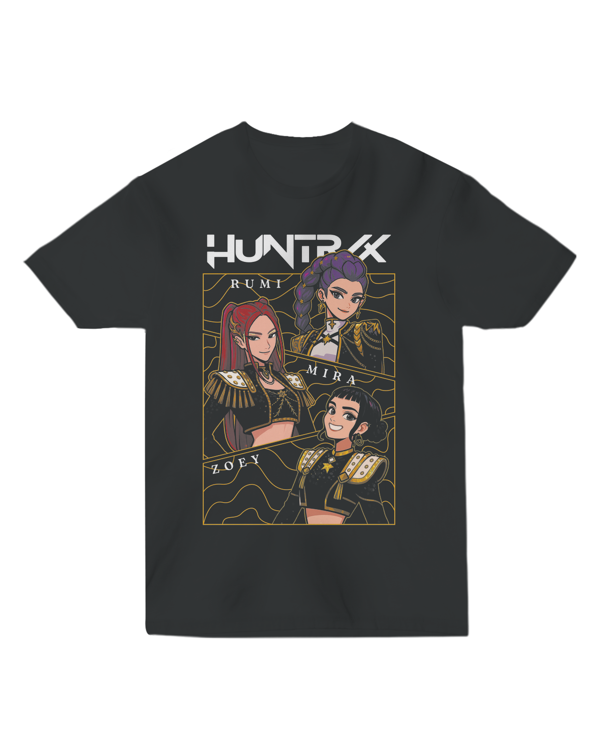 Front view of the KPop Demon Hunters Movie character artwork on fitted tee

