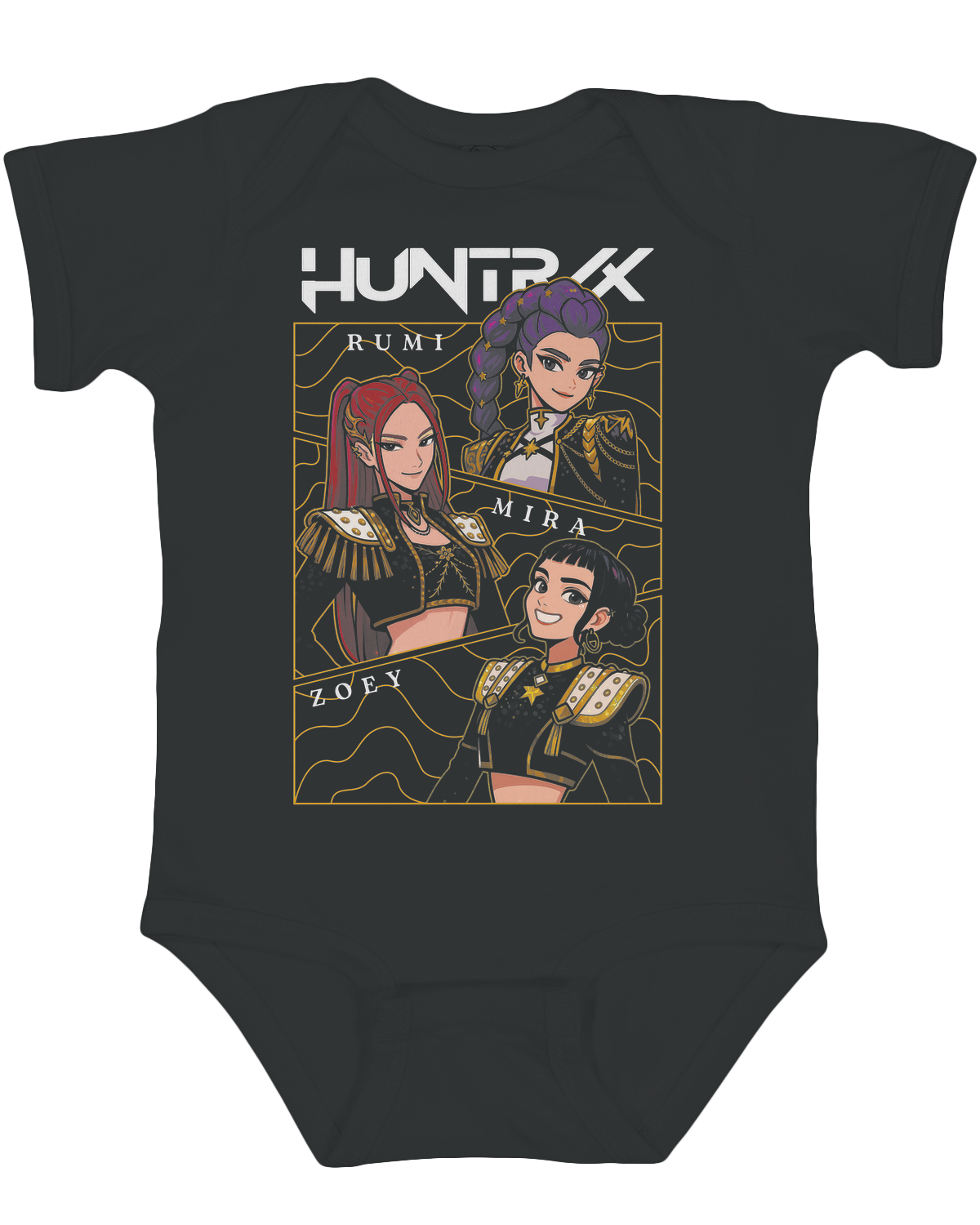 Front view of the KPop Demon Hunters Movie character artwork on infant bodysuit

