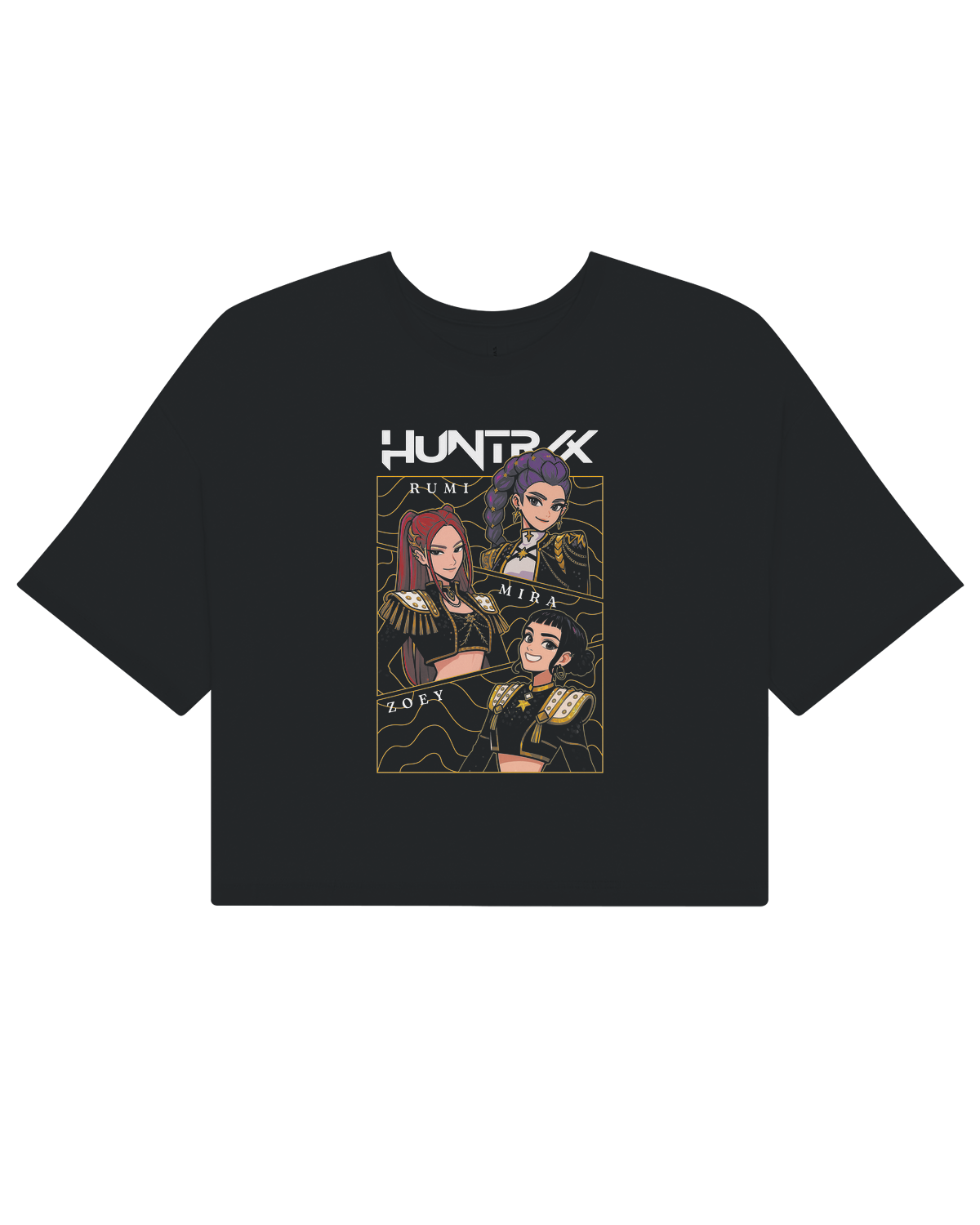 Front view of the KPop Demon Hunters Movie character artwork on ladies crop top

