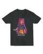 Front view of the KPop Demon Hunters Unisex Fitted Tee in black, showcasing the full graphic design.

