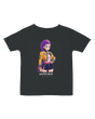 Front view of the KPop Demon Hunters graphic on a soft white infant fine jersey t-shirt.

