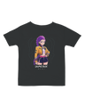 Front view of the KPop Demon Hunters graphic on a soft white infant fine jersey t-shirt.

