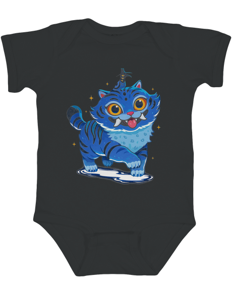 Front view of the KPop Demon Hunters infant bodysuit showing envelope shoulders and snap closures

