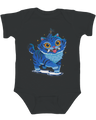 Front view of the KPop Demon Hunters infant bodysuit showing envelope shoulders and snap closures

