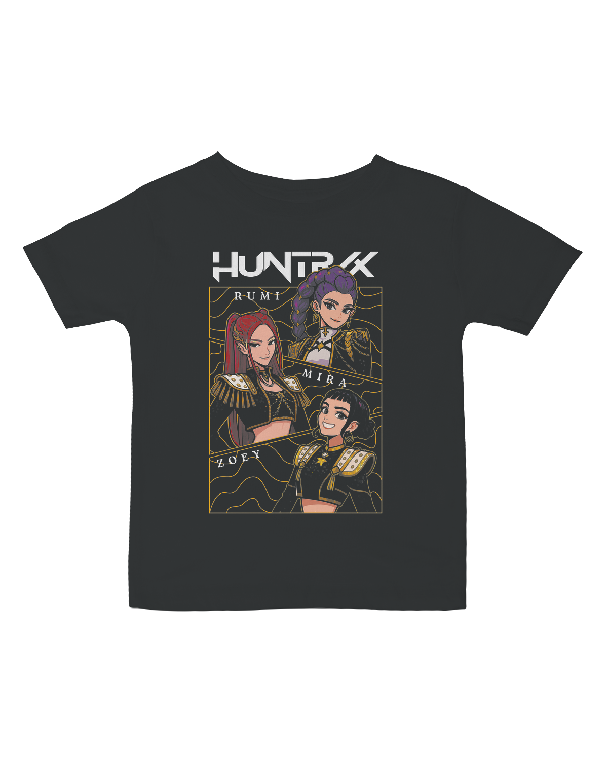 Front view of the KPop Demon Hunters movie poster artwork on infant tee

