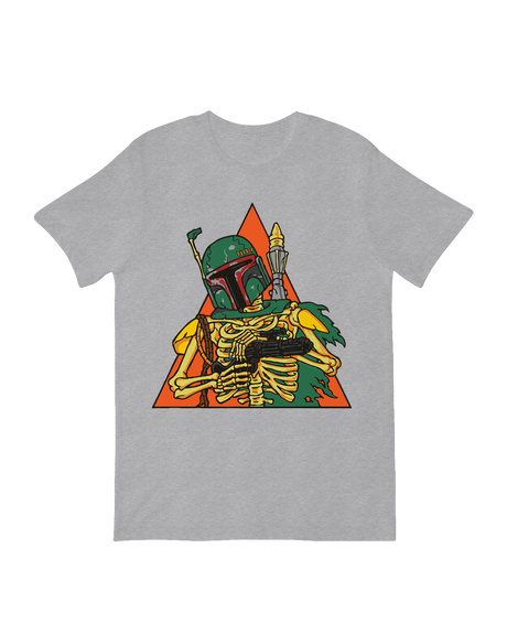 Full front view of the 5-foot Star Wars Boba Fett Skeleton Halloween decoration.

