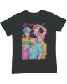 Group of friends wearing matching KPop Demon Hunters youth tees together

