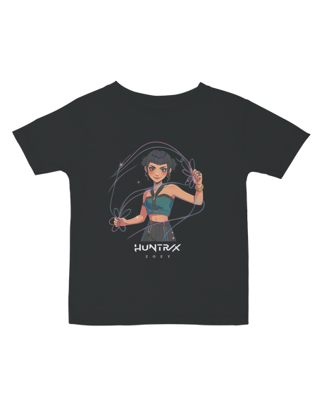 Happy baby wearing the roomy KPop Demon Hunters infant tee during playtime.


